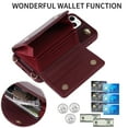 thumbnail image 5 of ELEHOLD Crossbody Wallet Case for iPhone 15 Pro Max PU Leather Double Buttons Shockproof Flip Cover with Detachable Shoulder Strap Card Slots Kickstand,Winered, 5 of 8