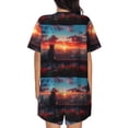 thumbnail image 3 of Lsque Cat Watching City Sunset Women's Short-Sleeved Pajama Set - 2 Piece Soft and Lightweight Sleepwear Set-Medium, 3 of 9
