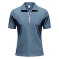 thumbnail image 2 of Afdoent Men's Polo Shirts Male Fashion Summer Corduroy Half Zip Lapel Short Sleeve Casual Bussiness, 2 of 7
