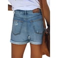 thumbnail image 4 of Pantalones cortos de mezclilla con cintura alta para mujer, azul, talla M, 4 of 5