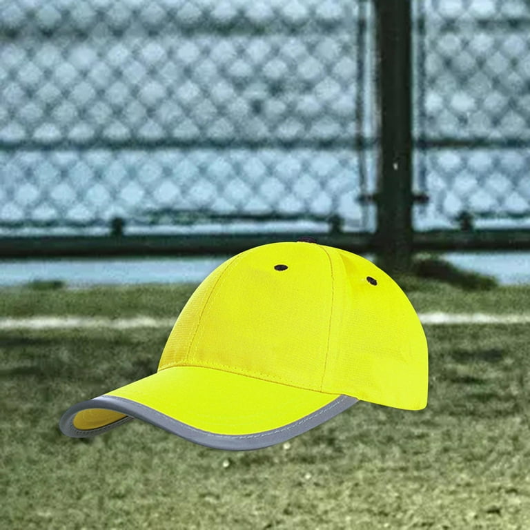 Safety Traffic Cap High Visibility Reflective Baseball Cap Bright Neon  Color Reflective Running Cap for Family Members Men Women Yellow 