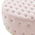 thumbnail image 6 of Tufted Accent Chair Ottoman, Round, Velvet, Pink, Modern Contemporary Urban Design, Living Lounge Room Hotel Lobby Hospitality, 6 of 7