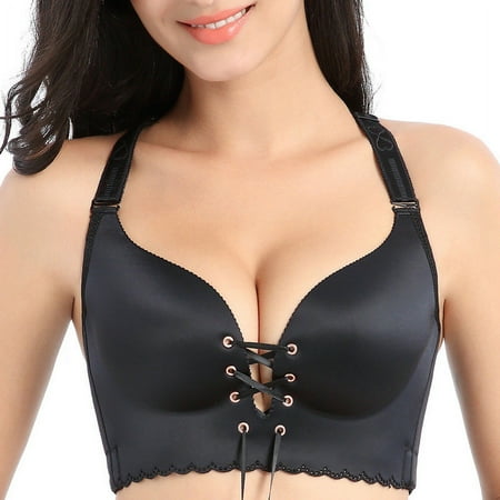 ABATAB Women s Plus Size Everyday Bra Sexy Low Cut Bras Lift Push up Wireless Soft Comfy Bralettes