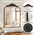 thumbnail image 5 of BEAUTYPEAK 40"x26" Wall Decor Mirror Arched Metal Vintage Bathroom Mirror,Bronze, 5 of 8