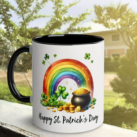 1pc, St. Patrick's Day Coffee Mug, Ceramic Coffee Cups, Water Cups, Summer Winter Drinkware, Birthday Gifts, Holiday Gifts