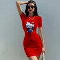 thumbnail image 2 of Vestido sexy de verano estampado Hello Kitty Vestido delgado de manga corta, 2 of 2