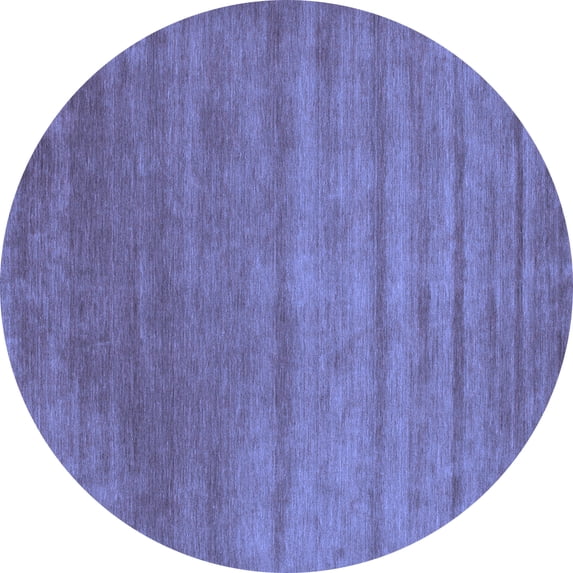 Ahgly Company Machine Washable Indoor Round Abstract Blue Contemporary Area Rugs, 5' Round