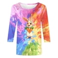 thumbnail image 5 of Xuyuer Happy Easter Family Matching Shirt Women Easter Sunday T-Shirt Leisure Print Round Neck Three Quarter Sleeve 3/4 Sleeve T-shirt Loose Cute Tie Dye Bunny Graphic Tee, 5 of 5
