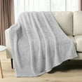 thumbnail image 3 of PAVILIA Sherpa Bed Blanket King Size, Light Grey Plush Soft Cozy Blanket for Bed, Fluffy Lightweight Microfiber, Fuzzy All Season Blanket, 90x108 King, 3 of 9