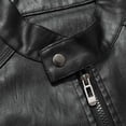 thumbnail image 6 of Miqool Mens Vintage PU Leather Biker Jacket Zip Front Casual Fall Winter Long Sleeve Stand Collar Motorcycle Outerwear with Multiple Pockets, 6 of 8