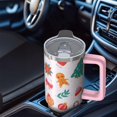 thumbnail image 5 of Winter Holiday Santa 30oz Stainless Steel Coffee Tumbler with Handle and Straw Lid, Leak Proof Insulated Travel Mug, Christmas Gift Cup, 5 of 5