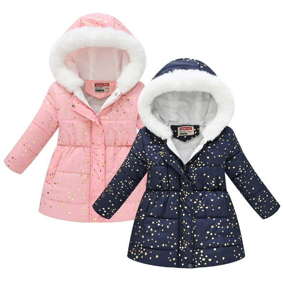 TAGOLD Kids Winter Coat Kids Outerwear Coats Unisex Long Sleeve Hooded Coat with Collar Waist Cinched Long Length Warm Winter Outerwear for Boys and Girls