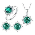 thumbnail image 5 of Ayyufe Women Cubic Zirconia Snowflake Pendant Necklace Stud Earrings Ring Set, 5 of 6