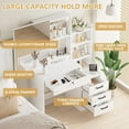 thumbnail image 2 of SUGIFT White Lighted Makeup Vanity Table with Sliding Sliding Mirror, Modern Dressing Table Desk with Storage for Bedroom, 2 of 6