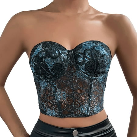 

Zlekejiko Lingerie Crop Underwear Lace Bra Corset Tank Women Bralette Bralet Floral Cami Women s Tanks & Camis
