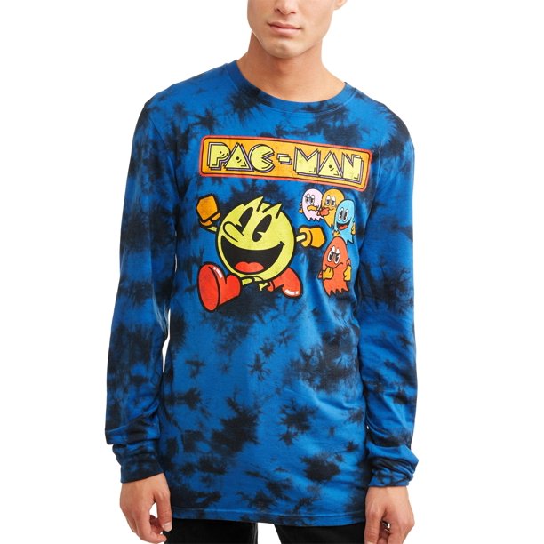 Gaming PacMan Men's Long Sleeve Graphic Tshirt, up to Size 2XL