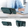 thumbnail image 4 of for iPhone X/XS PU Leather Back + TPU Frame Rugged Case, Classic 360 Rotating Ring Kickstand Card Slots Shoulder Strap Drop Protective Slim Fit Shockproof Phone Case Cover, Green, 4 of 12