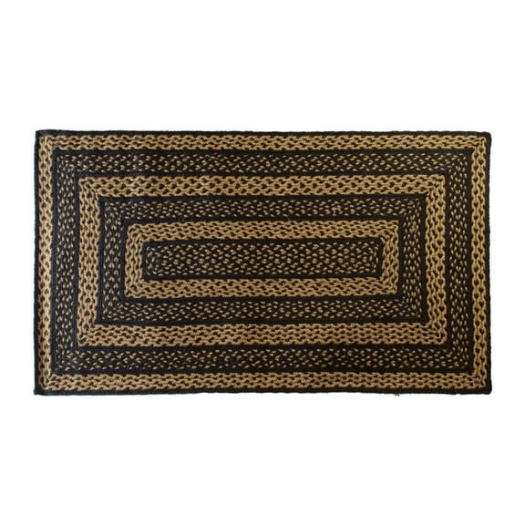 VHC Brands Farmhouse Jute 27 x 48" Country Rectangular Rug, Black & Tan