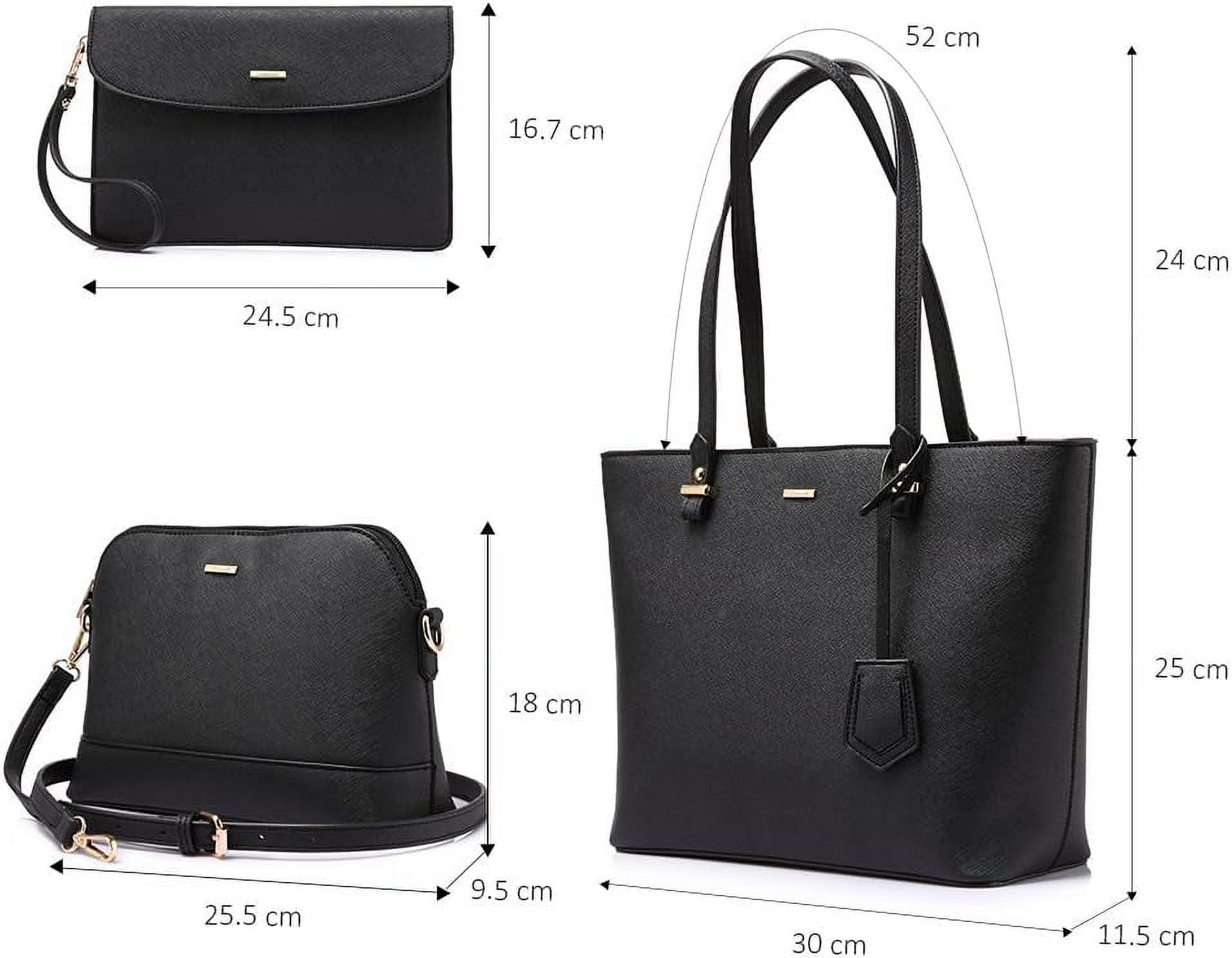 Lovevook Purses and Handbags for Women, Fashion Tote Satchel Shoulder Bag,Top Handle Satchel Bags Purse Set- 3pcs & Black