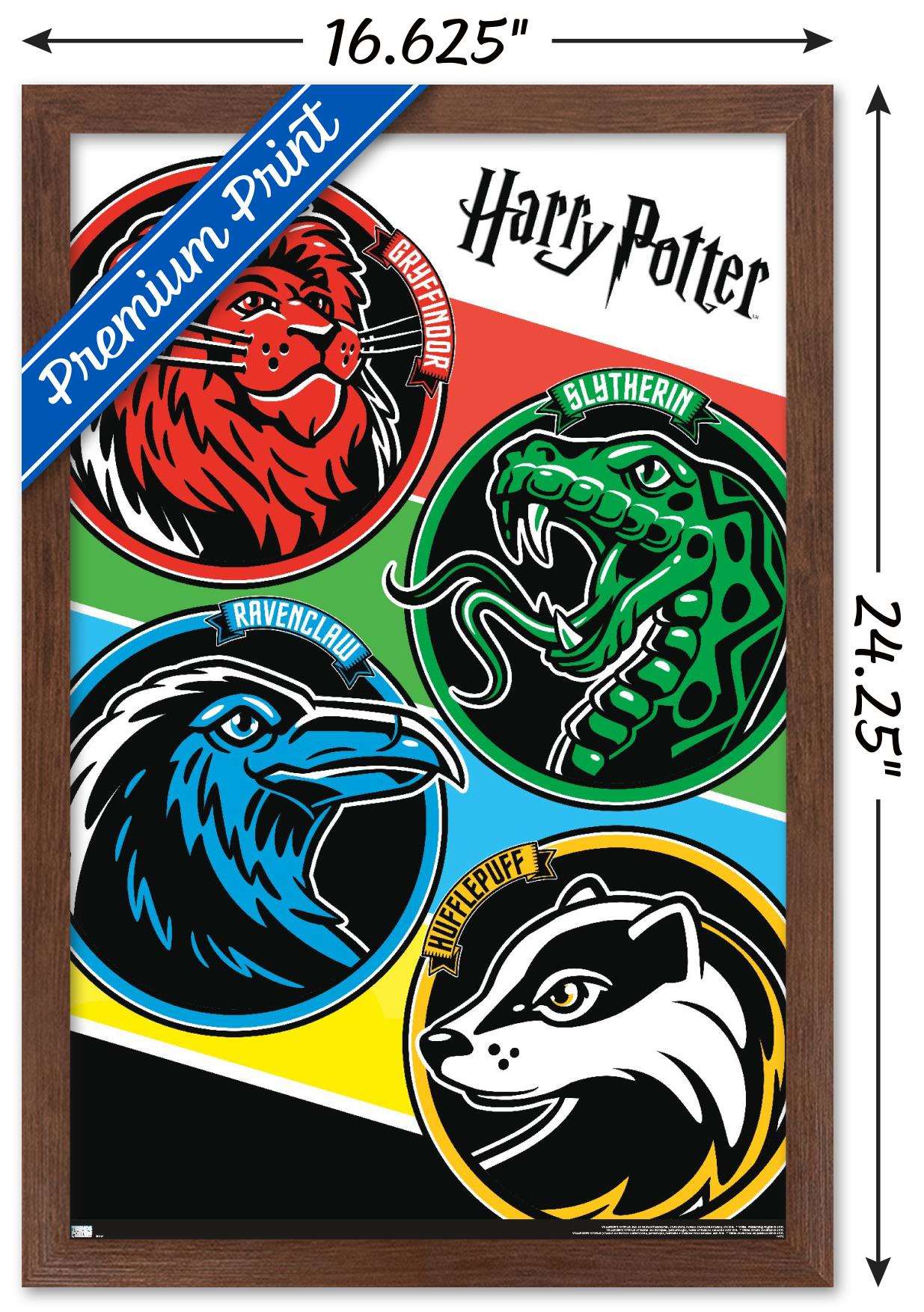 The Wizarding World: Harry Potter - Color Crests Wall Poster, 14.725" x 22.375", Framed