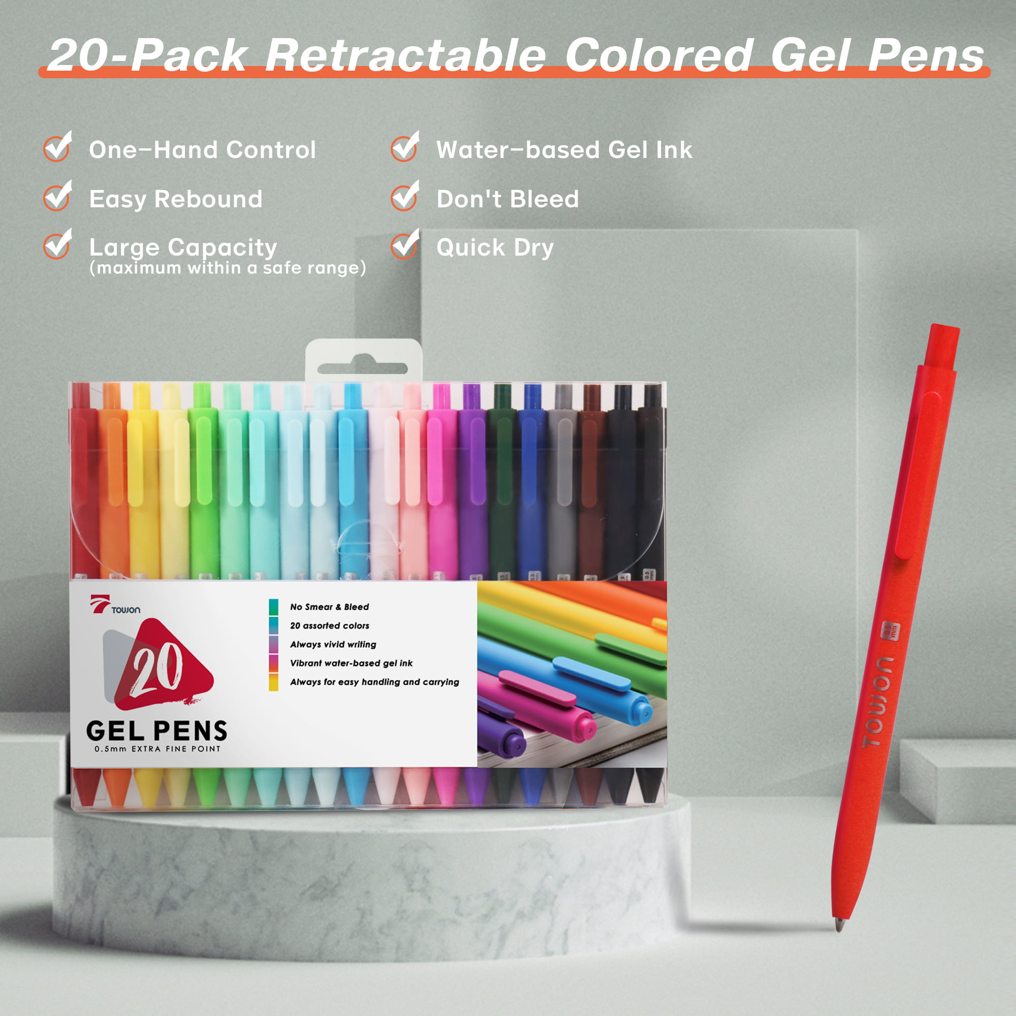 Colored gel pens for journaling 18PCS Retractable Colors Fnie Point Gel  Pens with Comfort Grip,Multicolor Pen Pack Smooth Writing for Journal  Notebook