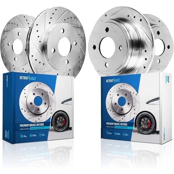 Detroit Axle - Brake Rotors for Ford 2018 2019 2020 2021 EcoSport, 11.81" inch Front and 10.67" inch Rear Drilled and Slotted Disc Brake Rotors Replacement