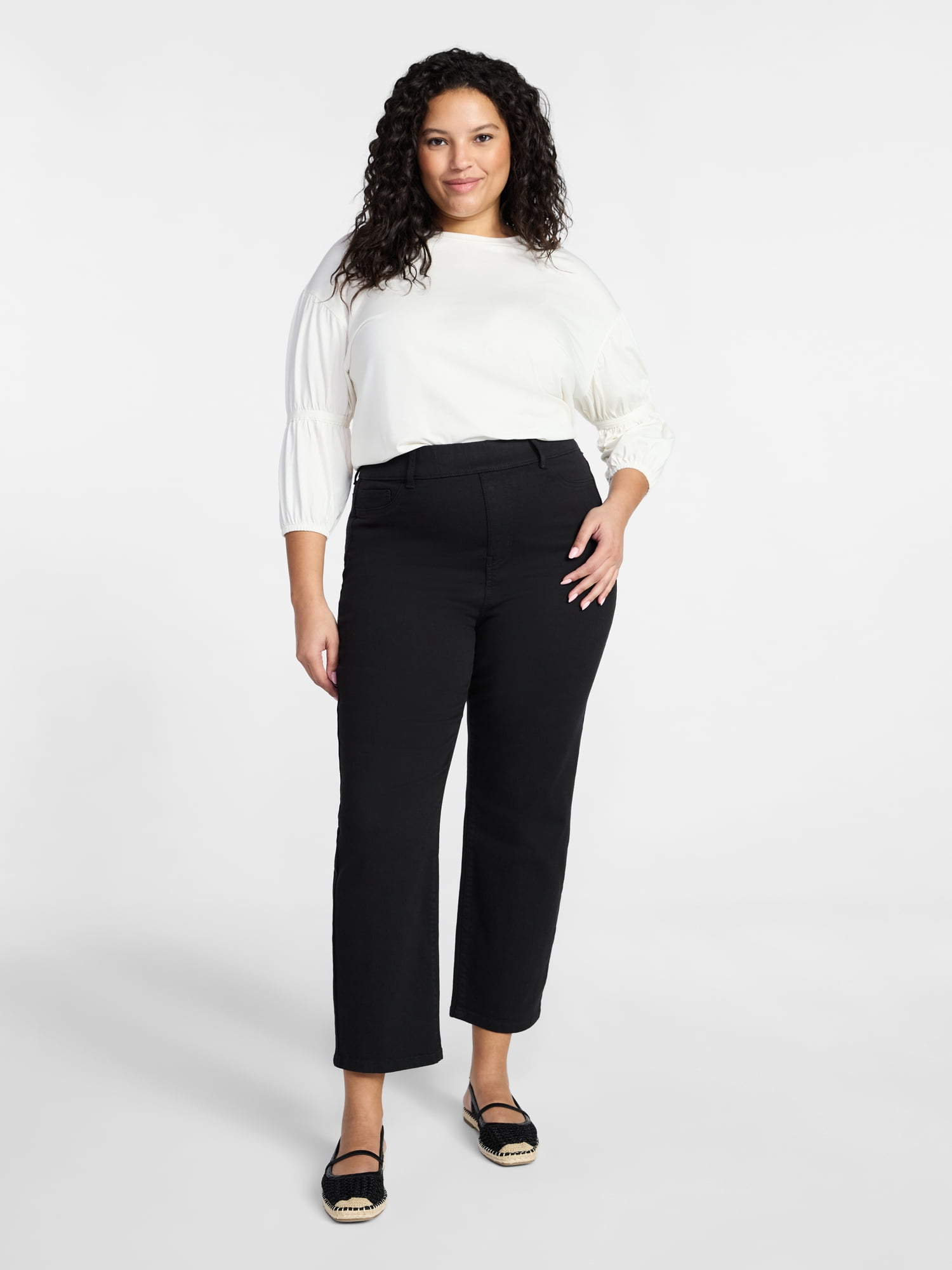 Terra & Sky Women's Plus Size Signature Pull On Straight Leg Jeggings with Control Panel, Sizes 0X-5X