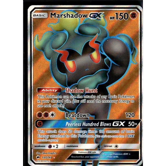 Collectible 2017 Burning Shadows Marshadow GX FA Holo Ultra Rare #137/147 Pokemon Trading Card