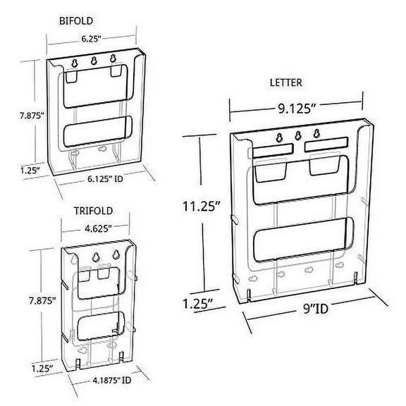 Azar Displays 252329 Single Bi-Fold Wall Mount Brochure Holder, 10-Pack,Clear