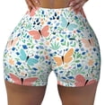 thumbnail image 2 of Haiem Butterflies No Front Seam Biker Shorts for Women Yoga Workout Gym Bike Shorts with Tummy Control Moisture-Wicking-, 2 of 9