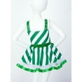 thumbnail image 5 of Yartina Girls Christmas Sequin Dress Kids Glitter Dance Leotard Striped Bodysuit with Mesh Tutu Skirt Green 12, 5 of 6