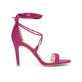 thumbnail image 3 of BLISSFUL STEP Women's Shoes Stiletto High Heel Ankle Wrap Tie Open Toe Faux Suede Sandals Hot Pink 8, 3 of 7
