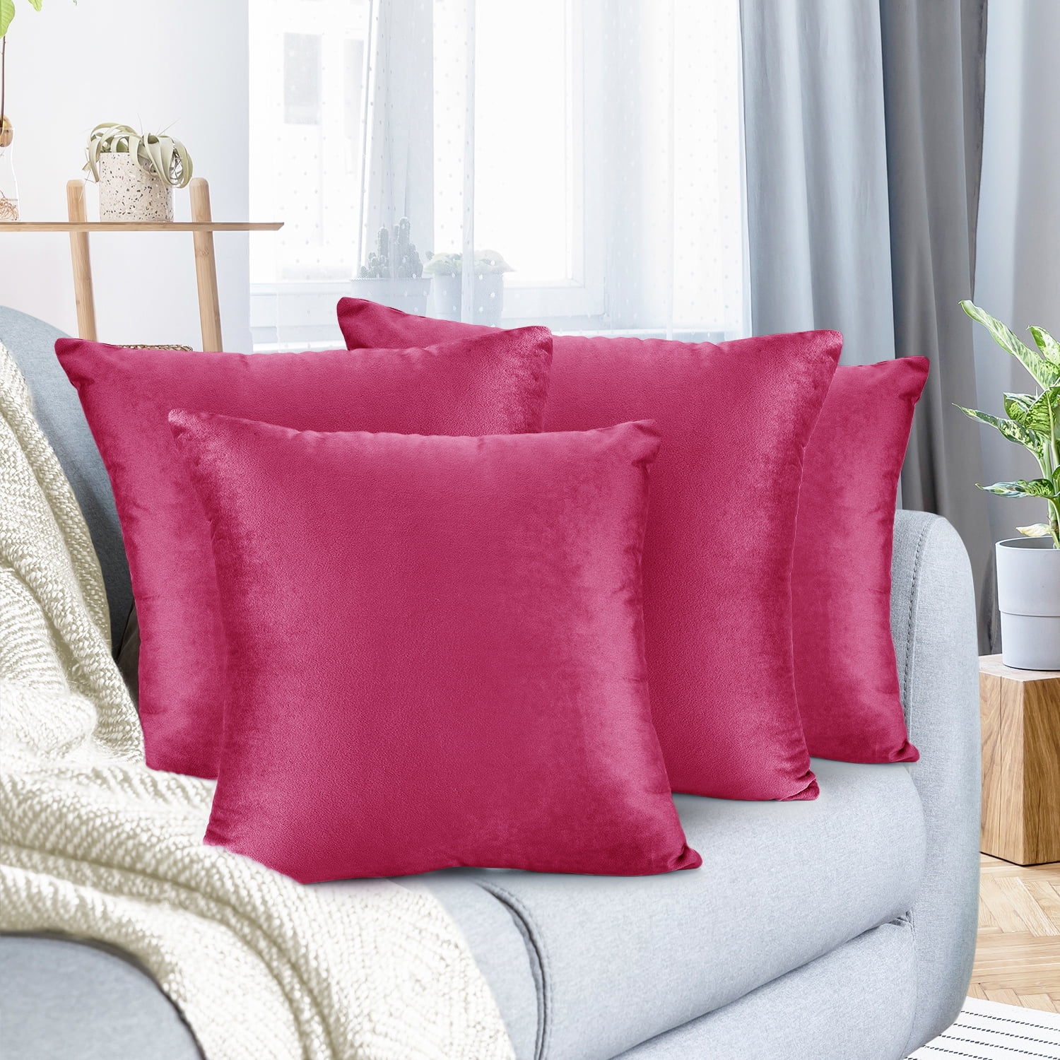 Nestl Pack Of 4 Velvet Throw Pillow Covers Decorative Soft Square Cushion Cover 24 X 24 Other 24 X 24