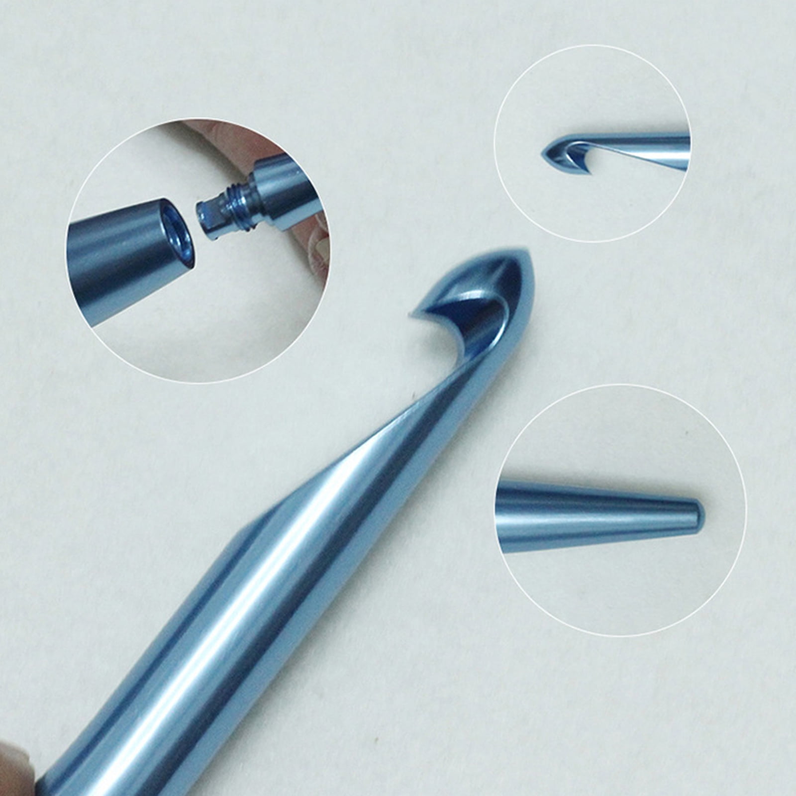 Ergonomic Grip Aluminum Crochet Hook with 12 Interchangeable Tip Crochet Needle 3.0mm-10mm for Knitting Sweater Scarf