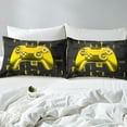 thumbnail image 4 of Erosebridal Gold Gamepad Bed Sheets King, Neon Light Geometric Square Bedding Sets King Size, Gaming Bedroom Decor 4-Piece, 4 of 7