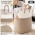 thumbnail image 3 of Laundry Basket, Woven Cotton Rope Laundry Hamper, Versatile Storage for Dirty Clothes, Baby Toys, and Blankets in Bathroom, Nursery, and Living Room, 3 of 7