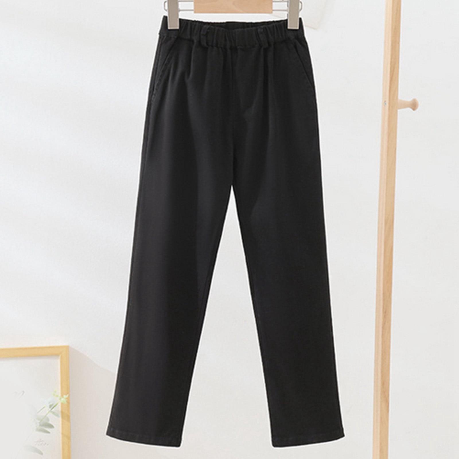 Wdgfv Boys' Jeans Boys Pants Khaki School Trousers Casual High Waist Comfortable Everyday Wear Stylish British Design for Kids Black 7-8 Years