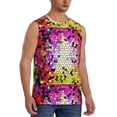 thumbnail image 2 of Gaeub Colorful Tie Dye Stained Glass 3 Men's Sleeveless Muscle Shirts Workout Tank Tops, Odor Protection and Comfortable - Large, 2 of 8