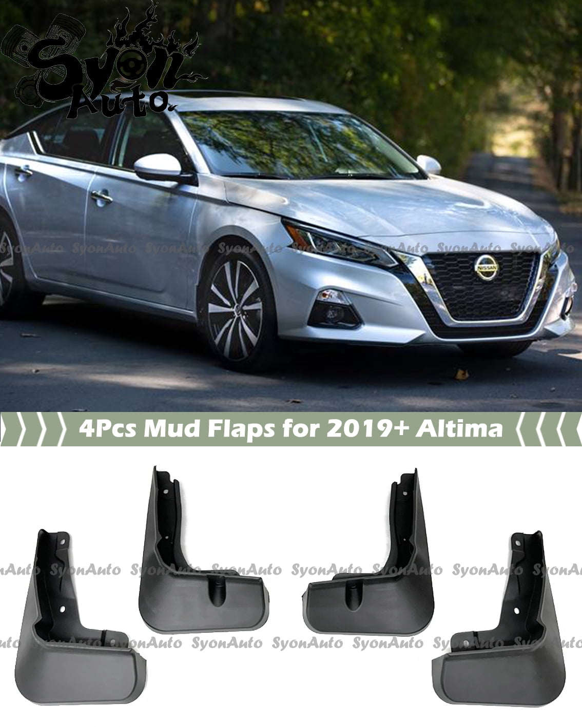 FOR 2019-2024 NISSAN ALTIMA BLACK PLASTIC 4PC MUD FLAP SPLASH GUARD MUDGUARD SET