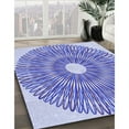 thumbnail image 3 of Ahgly Company Machine Washable Indoor Round Transitional Royal Blue Area Rugs, 5' Round, 3 of 7