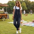 thumbnail image 7 of Denim Jumpsuit for Women Adjustable Strap Loose Denim Bib Overalls Y2k Baggy Jean Wide Leg Jumpsuits Casual Romper Black 4XL, 7 of 7