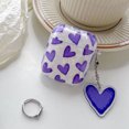 thumbnail image 1 of Pink Heart Girls Case for AirPods Pro Shell Texture Earphone Protective Cover for Airpods 2 3 3rd Soft IMD Case with Keyring purple heart For AirPods 1 or 2, 1 of 6