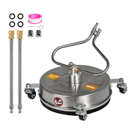 ECCPP 13.7 Inch Pressure Washer Surface Cleaner with 4 Wheels Stainless Steel for Household Cleaning 1/4 Quick Connector