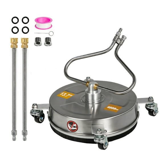 ECCPP 13.7 Inch Pressure Washer Surface Cleaner with 4 Wheels Stainless Steel for Household Cleaning 1/4 Quick Connector