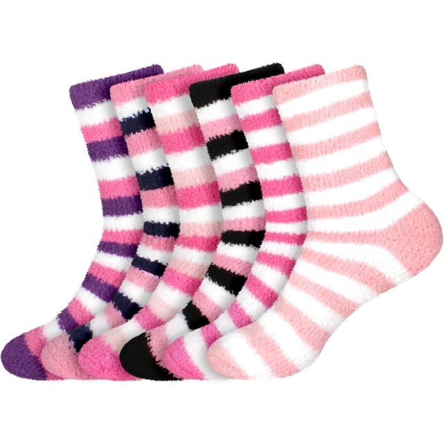 Women's Super Fuzzy Crazy Colorful Fun Cute Cozy Striped Socks - 6 ...