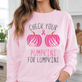 thumbnail image 5 of Breast Cancer Awareness Shirt, Check Your Pumpkins Sweatshirt, Pink Ribbon Halloween Hoodie and T-Shirt, October Support Gift for Women, 5 of 9
