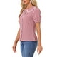 thumbnail image 4 of BLUSA DE MUJER CON COLLAR PETER PAN EN CONTRASTE Y MANGAS CORTAS PUFF, CAMISA A CUADROS ROJA L, 4 of 6