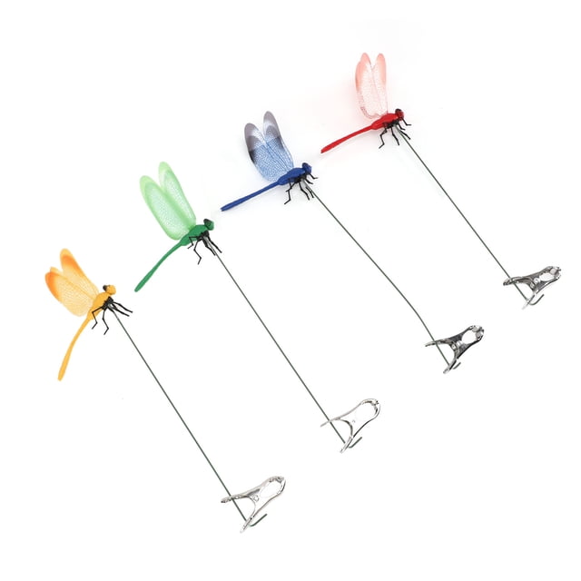 Clip de libélula falso rojo amarillo verde abrazadera simple clip de mosca de dragón realista 3D 8 piezas alas delicadas PVC impermeable para el patio del hogar ANGGREK Otros