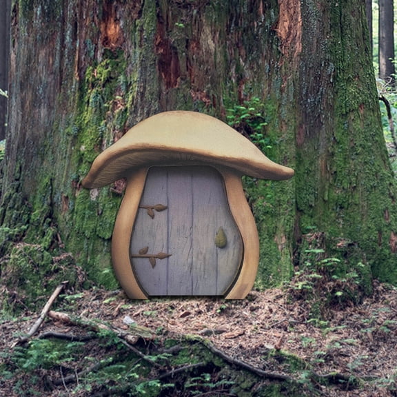 Whimsical Mushroom Shaped Wooden Door Decoration for Home Staircase Bedroom and Garden Adds Fairy Tale Charm to Your Living Space