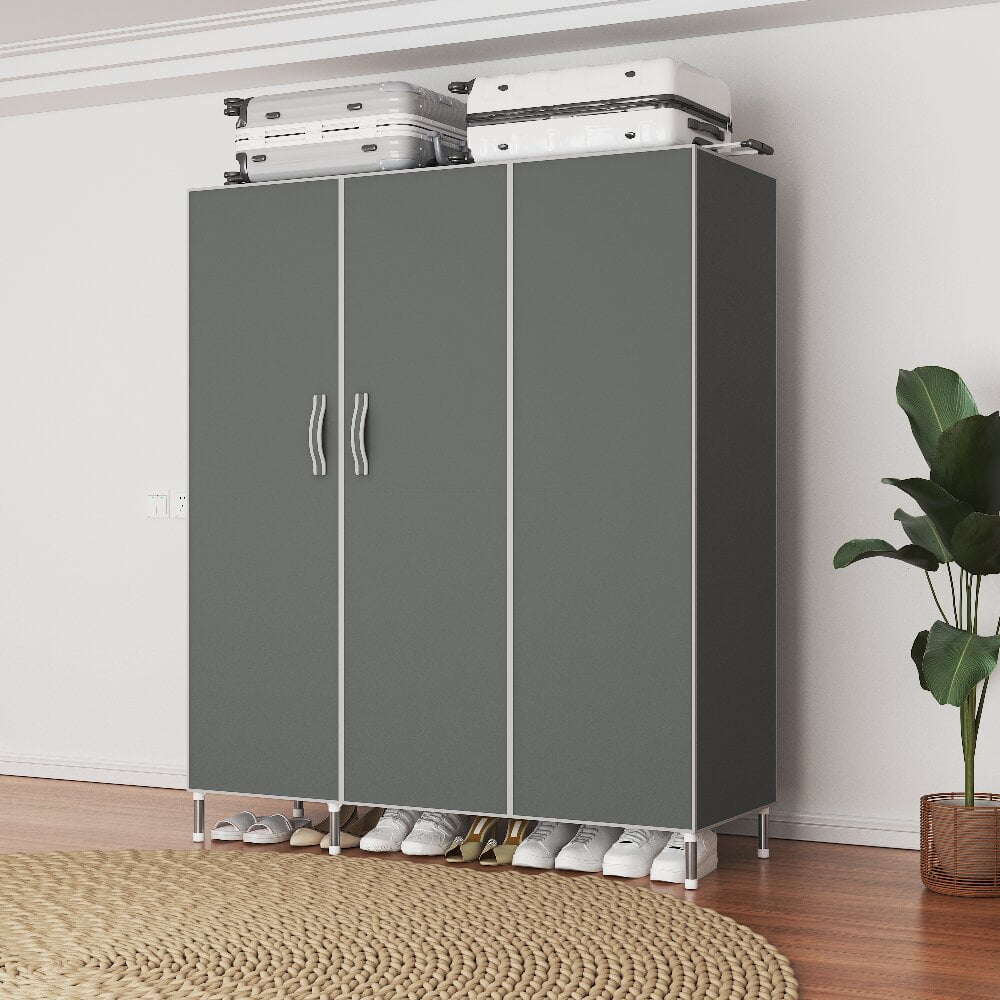 16mm Thick Galvanized Steel Rust - Proof Fabric Wardrobe, 125×45×168cm Multi - Scene Storage Closet with Magnetic Strips for Bedroom, Dorm, Apartment